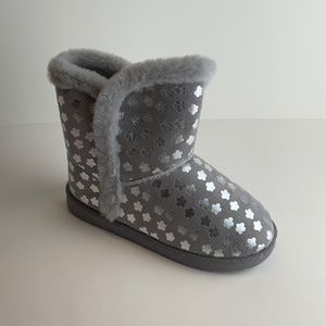 Olivia miller girl flowers silver boots‎ winter big Girls grey size 5